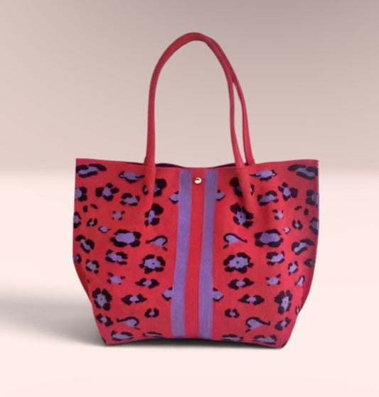 BOLD RED LEOPARD TOTE