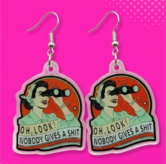 Sarcastic Quirky Cartoon Design, Lightweight, Novelty Earrings