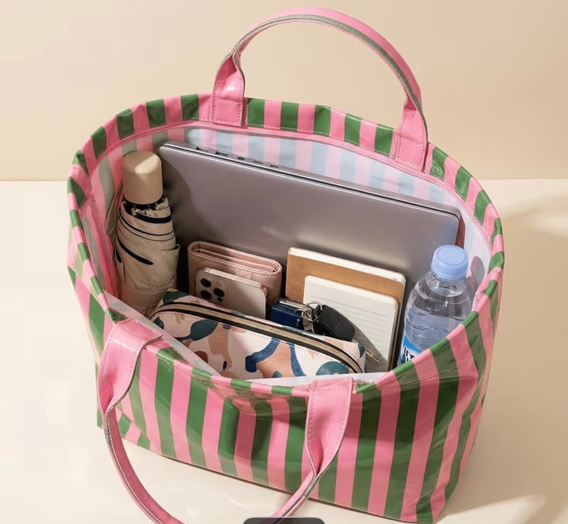 VERTICAL STRIPED TOTE BAG
