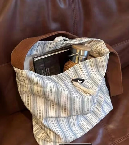 ADORABLE VERTICAL STRIPED TOTE BAG