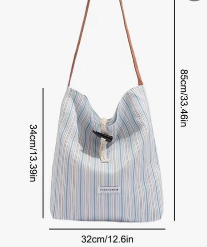 ADORABLE VERTICAL STRIPED TOTE BAG