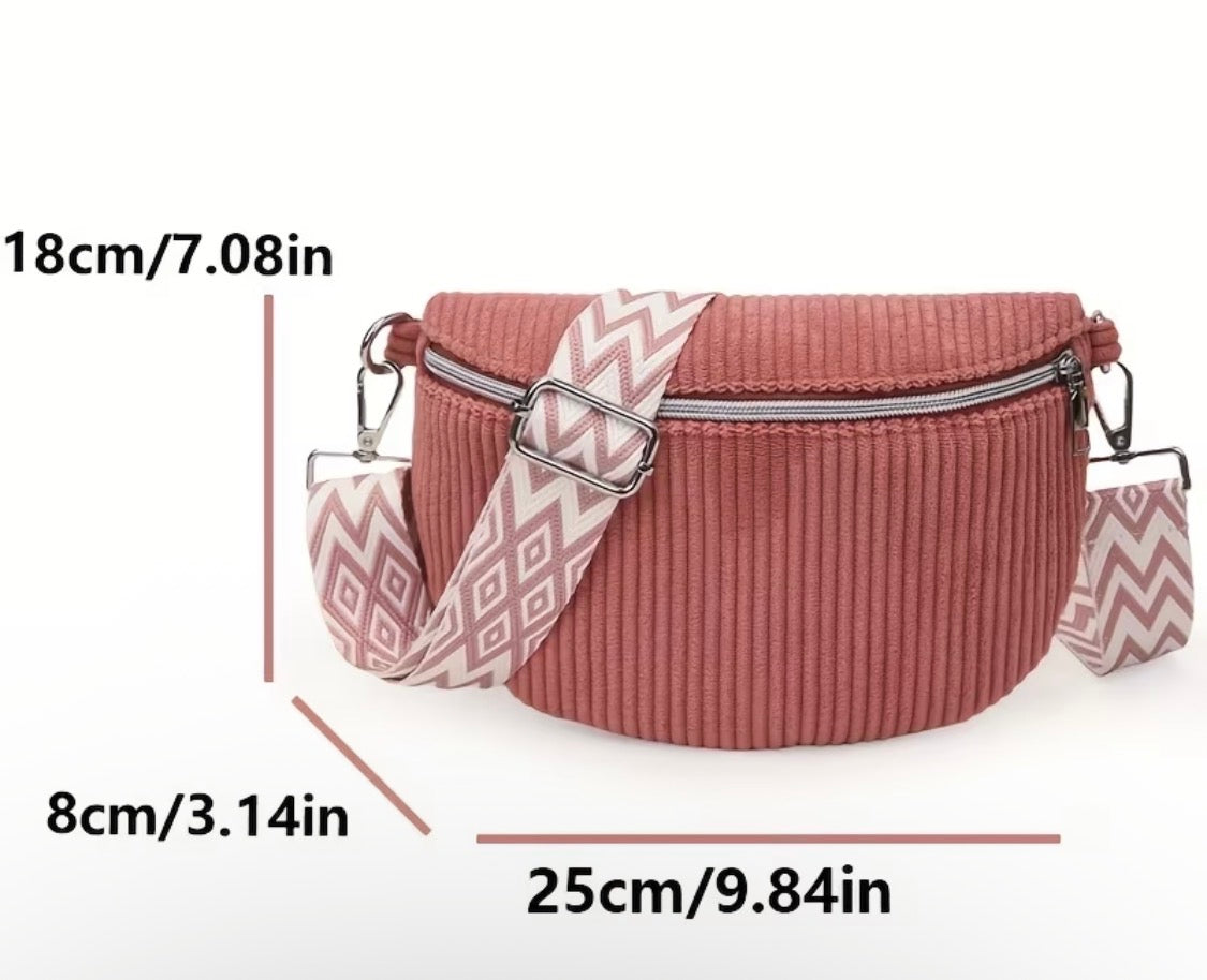 BLACK CORDUROY CROSSBODY BAG