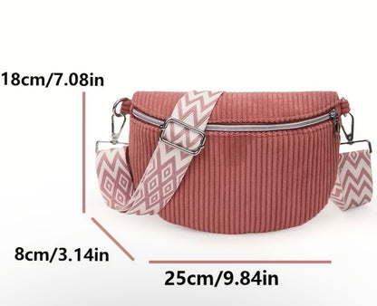 BLACK CORDUROY CROSSBODY BAG