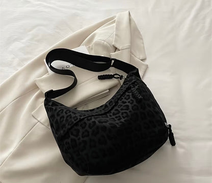 BLACK LEOPARD PRINT CROSSBODY BAG