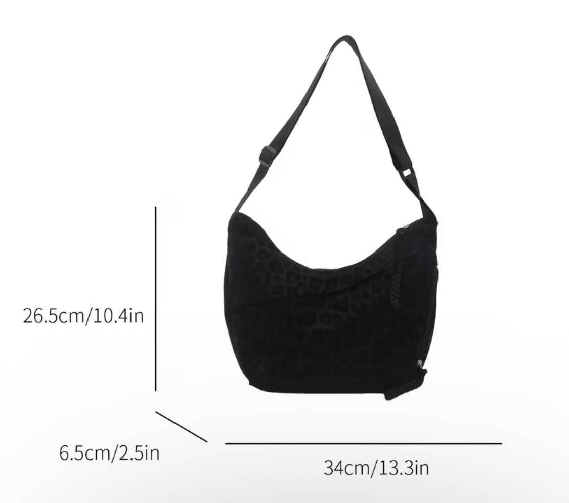 BLACK LEOPARD PRINT CROSSBODY BAG
