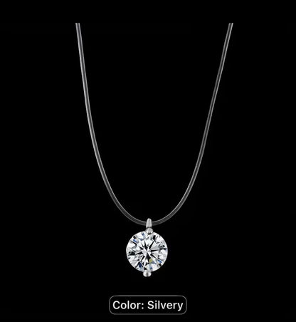 Floating Crystal Pendant Necklace with Clear Cord