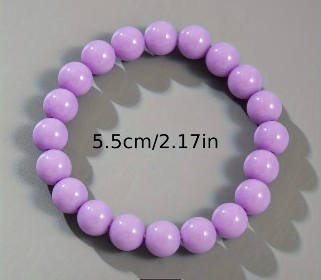 SIMPLE AND STYLISH PINK ACRYLIC BEADED BRACELET