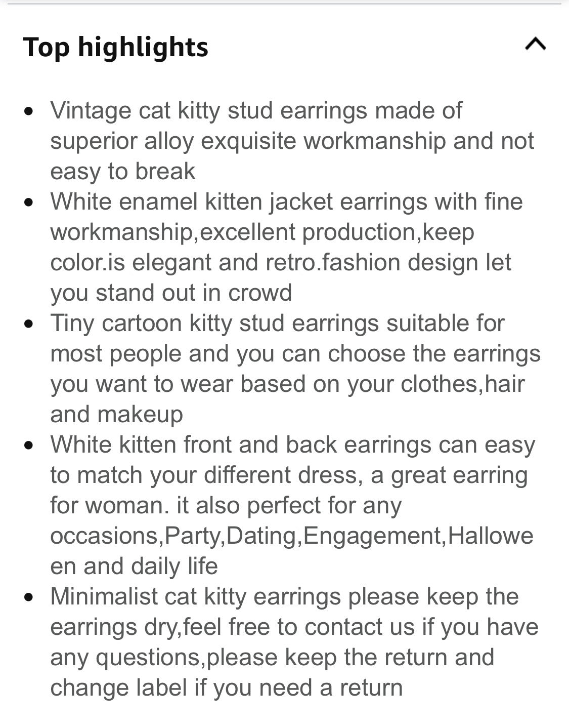 WHITE CAT EARRINGS