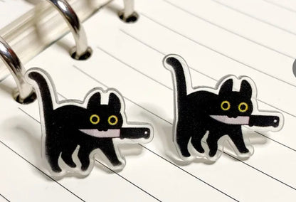 FUNNY BLACK CAT WITH KNIFE