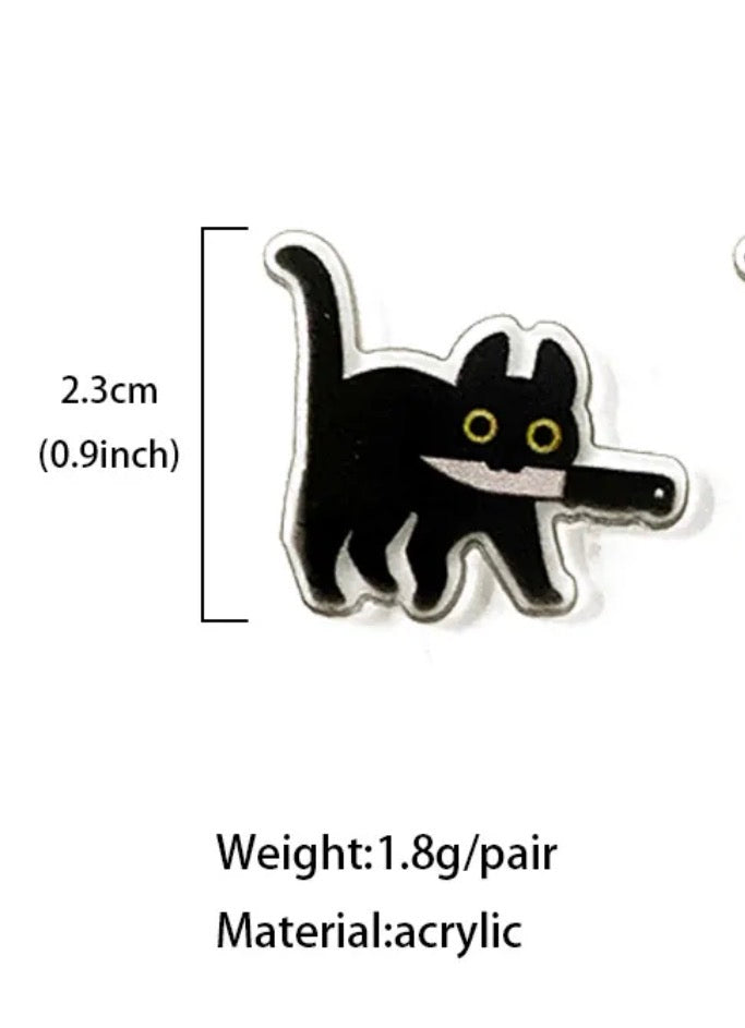 FUNNY BLACK CAT WITH KNIFE