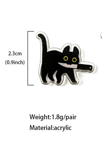 FUNNY BLACK CAT WITH KNIFE