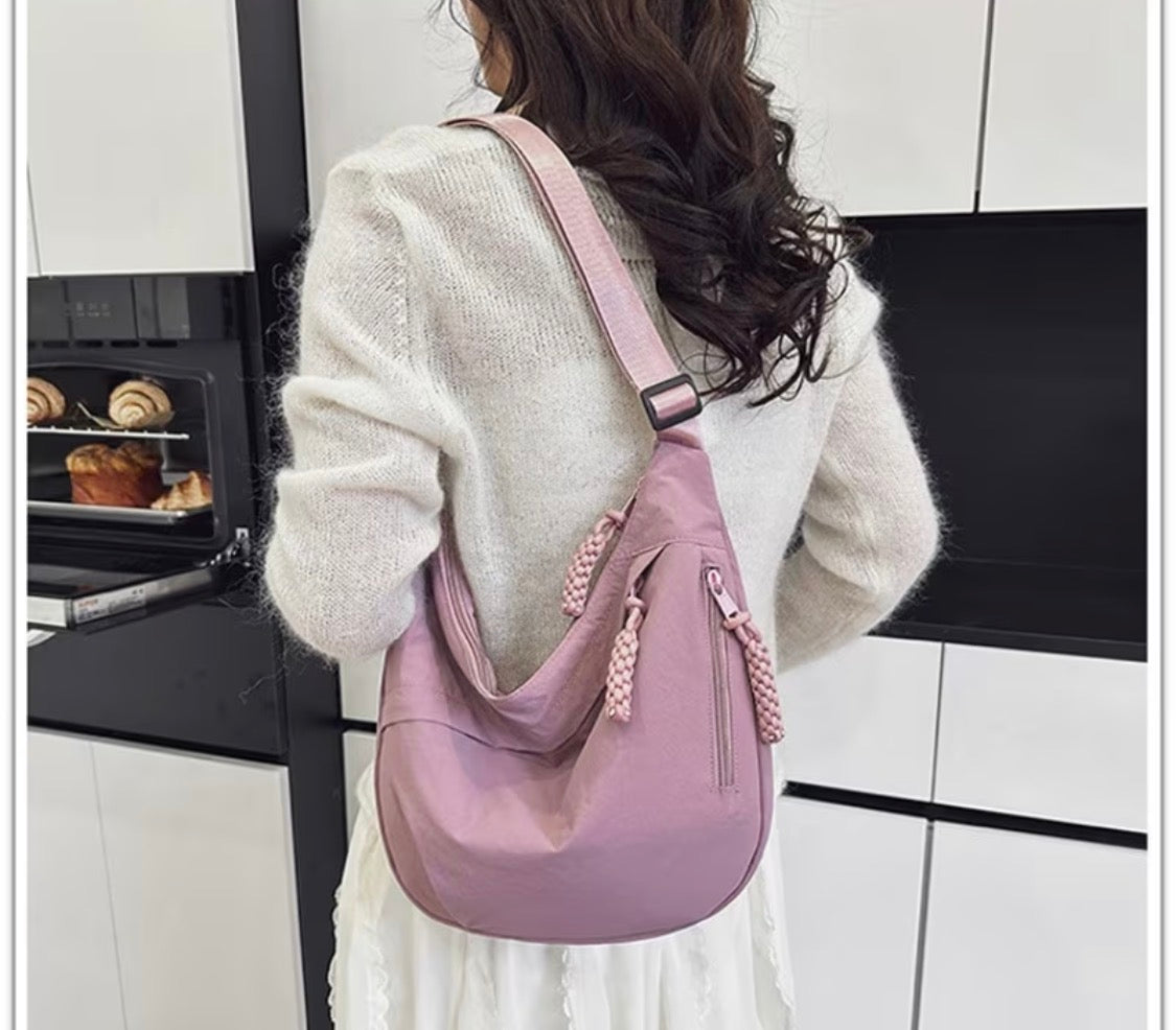 PINK NYLON CROSSBODY BAG