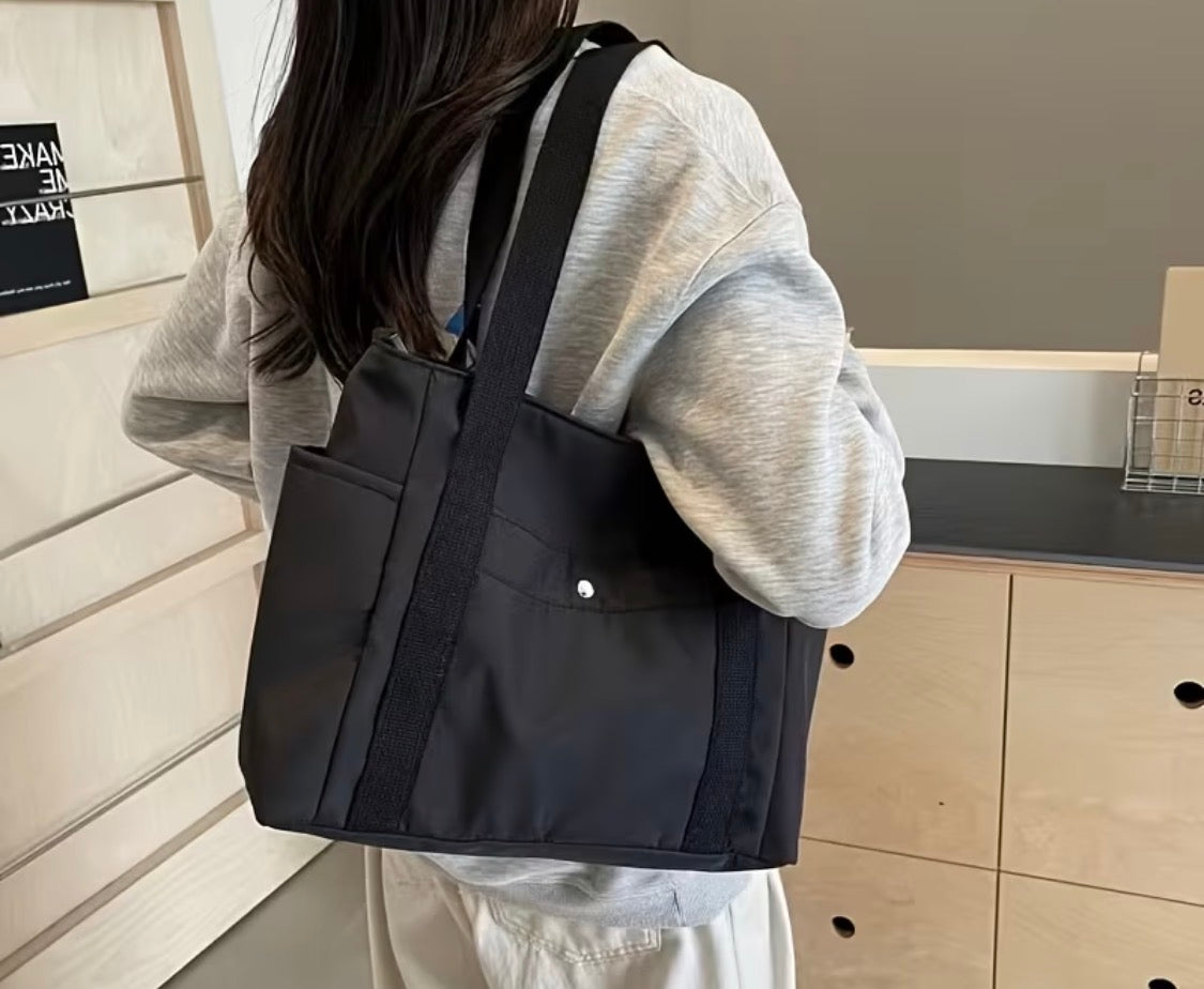 BLACK CANVAS TOTE BAG