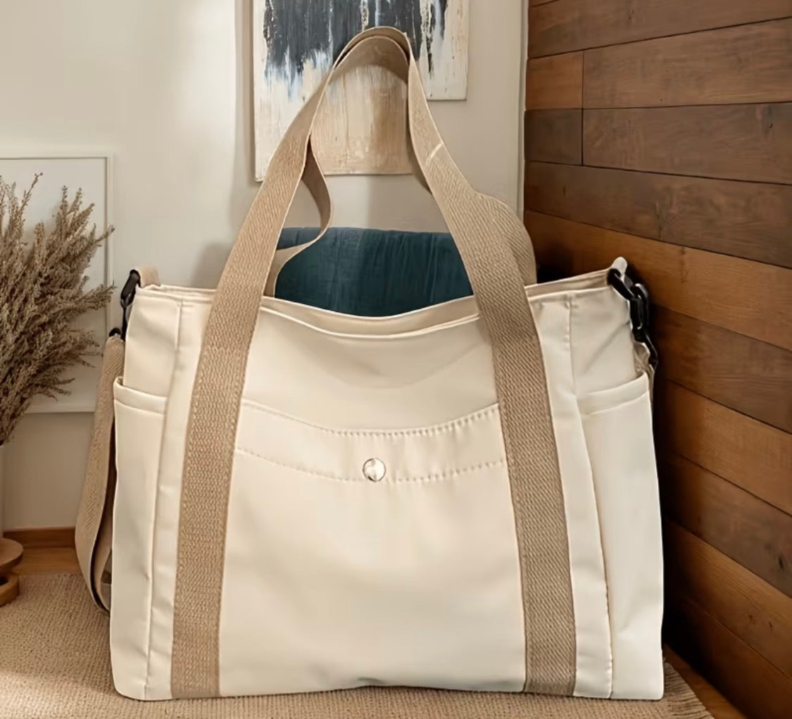 BEIGE CANVAS TOTE BAG