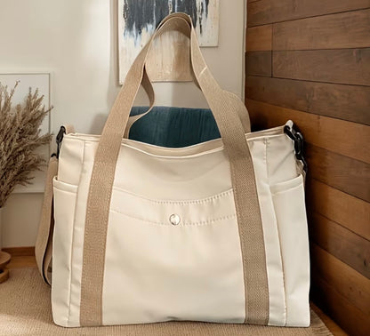 BEIGE CANVAS TOTE BAG