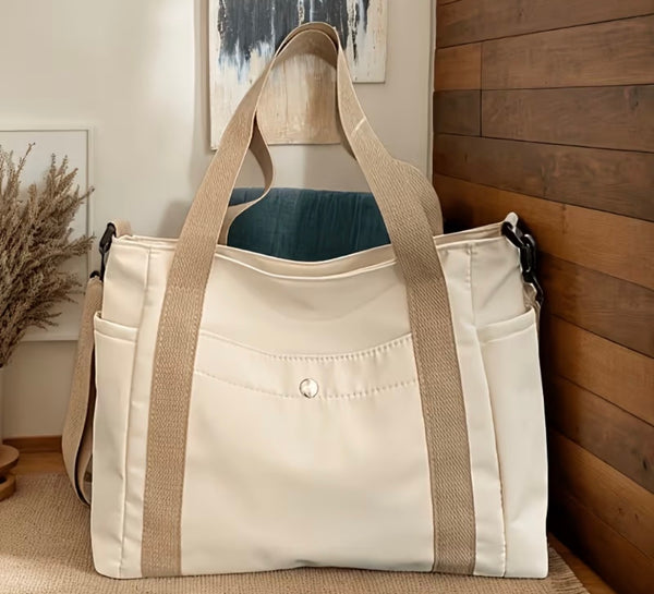 Beige Canvas Tote Bag – Stylish Everyday Shopping Bag