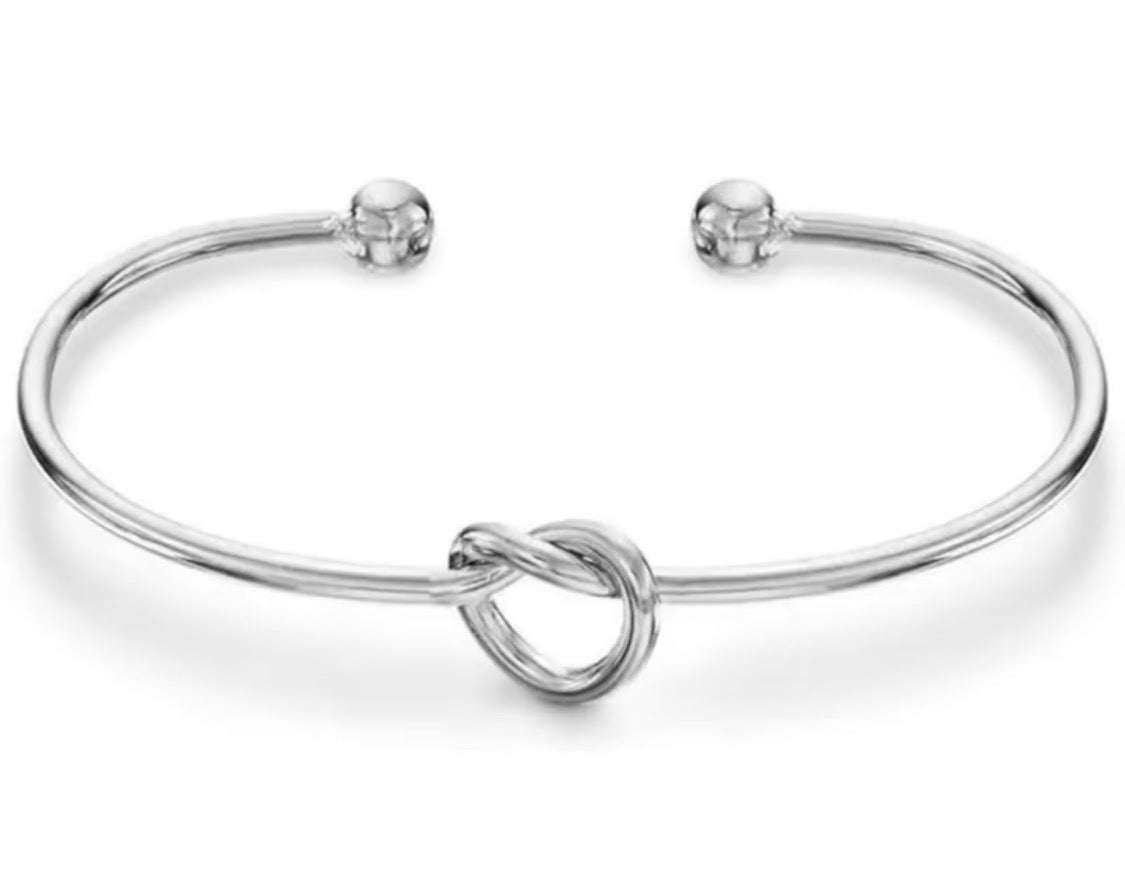 SILVER LOVE KNOT OPEN BRACELET