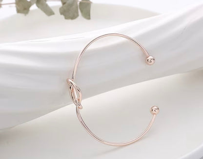 ROSE GOLD LOVE KNOT OPEN BRACELET