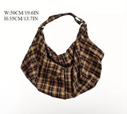 RETRO YELLOW CHECKERED CANVAS TOTE BAG/PURSE