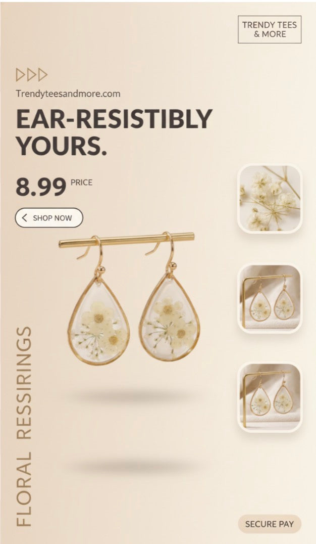 BOHO DRIED FLOWER TEARDROP EARRINGS