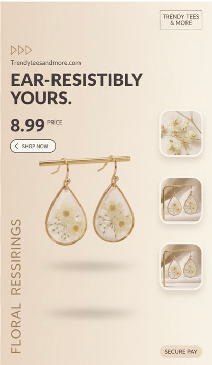 BOHO DRIED FLOWER TEARDROP EARRINGS