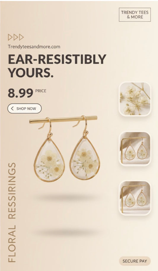 BOHO DRIED FLOWER TEARDROP EARRINGS