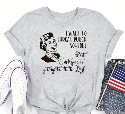 Retro Woman Graphic T-Shirt – Trying to Get Right With the Lord