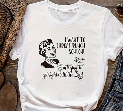 Retro Woman Graphic T-Shirt – Trying to Get Right With the Lord
