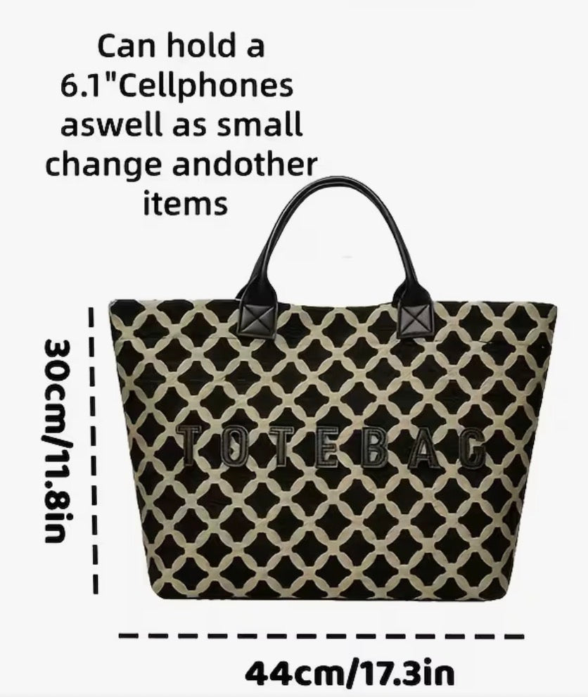 Rhombus Color Block Tote Bag