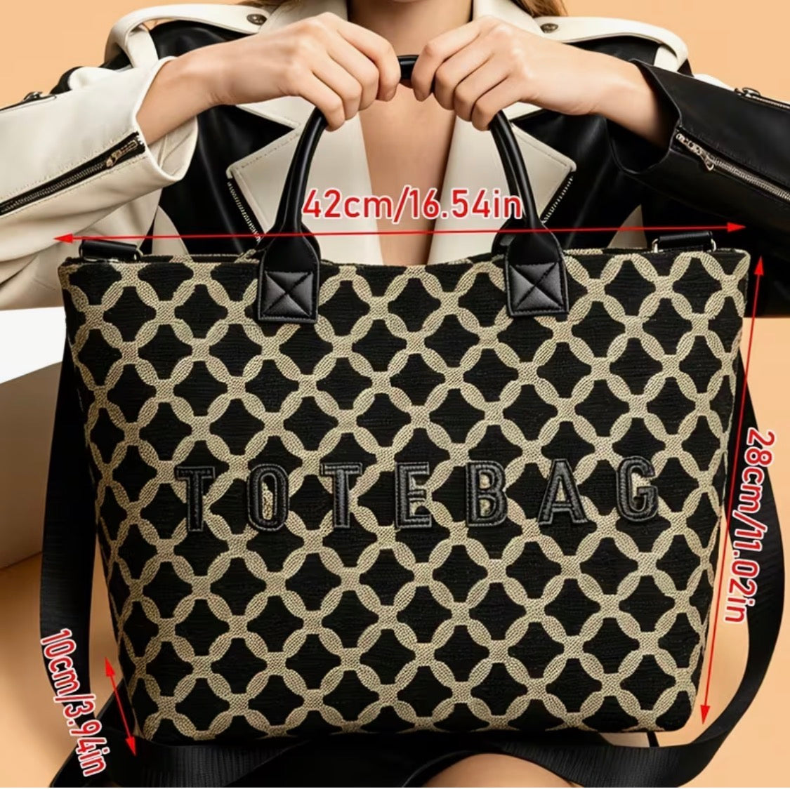 Rhombus Color Block Tote Bag