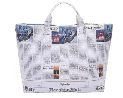 Newspaper-Style Tote Bag