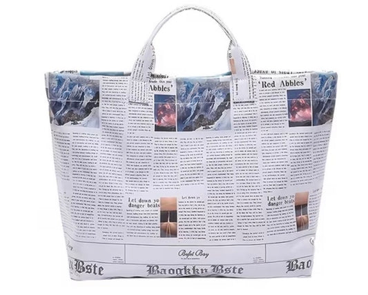 Newspaper-Style Tote Bag
