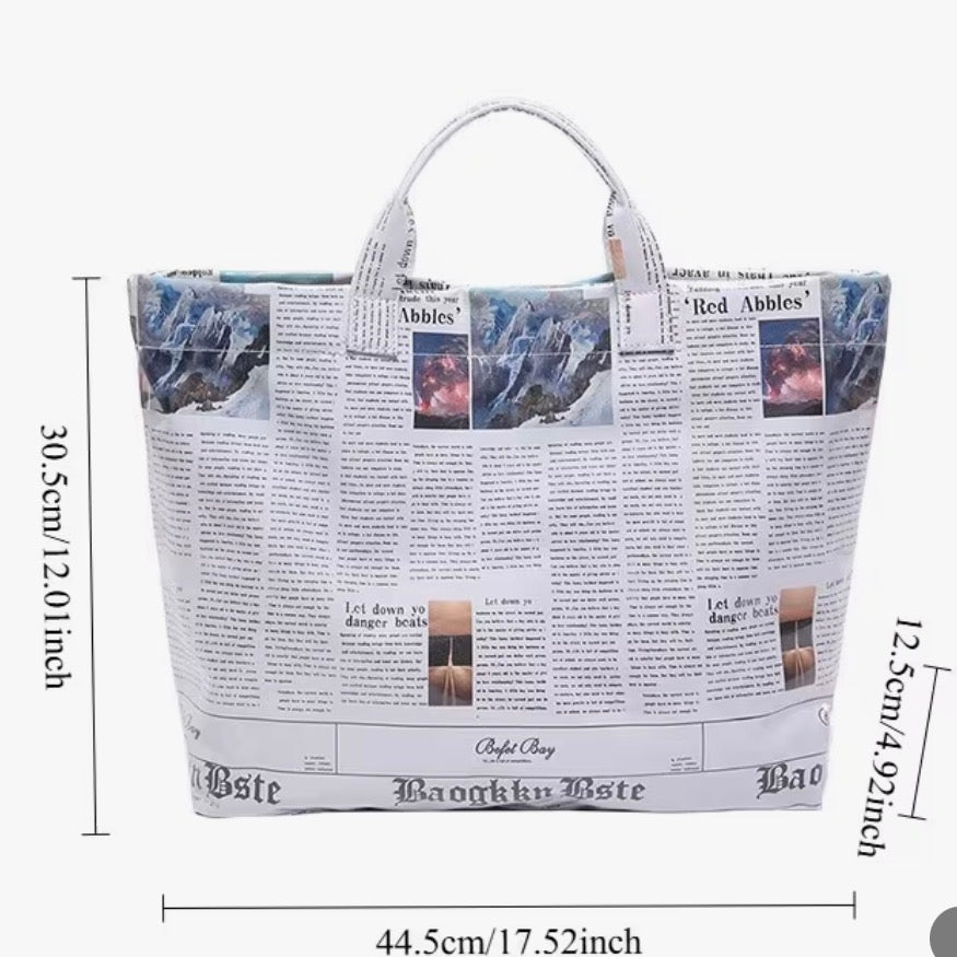 Newspaper-Style Tote Bag