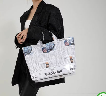 Newspaper-Style Tote Bag