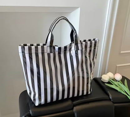Black and White Striped Tote Bag