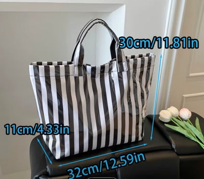 Black and White Striped Tote Bag