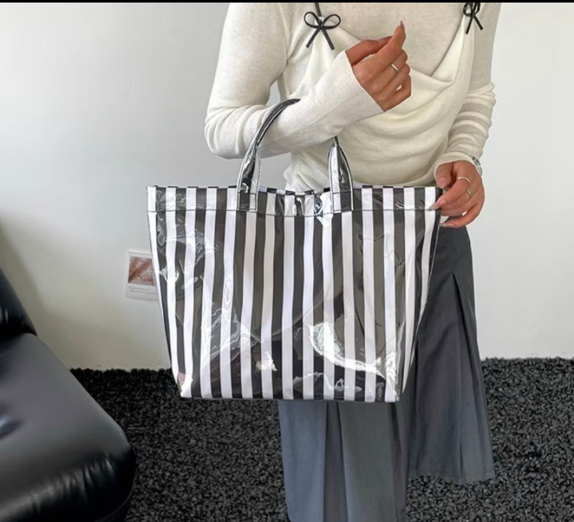 Black and White Striped Tote Bag