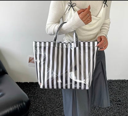 Black and White Striped Tote Bag