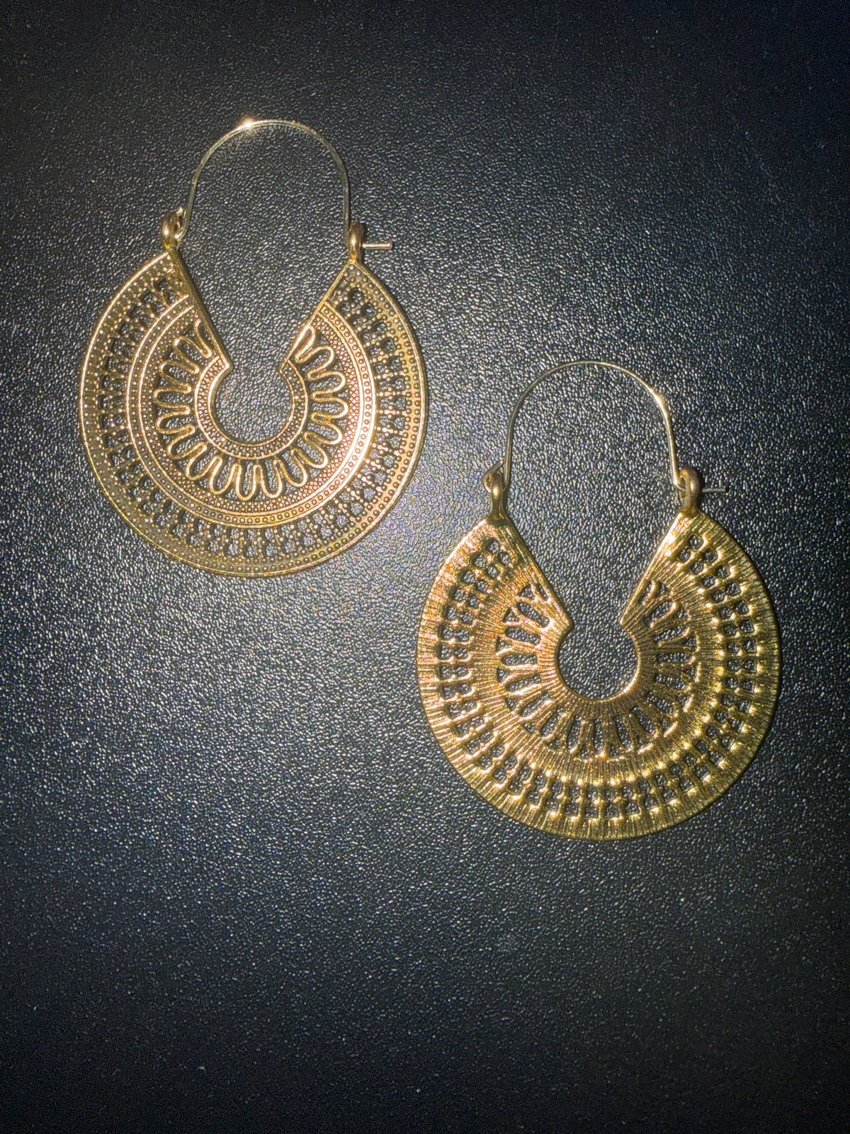 Gold-Tone Filigree Teardrop Hoop Earrings
