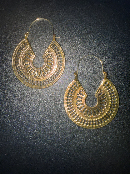 Gold-Tone Filigree Teardrop Hoop Earrings