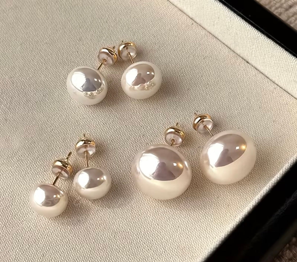 White Pearl-Look Stud Earrings