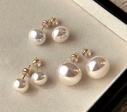 White Pearl-Look Stud Earrings