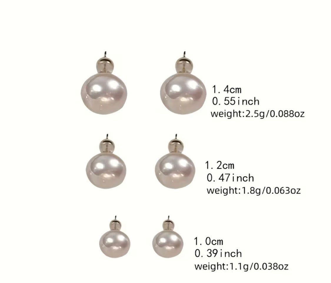 White Pearl-Look Stud Earrings