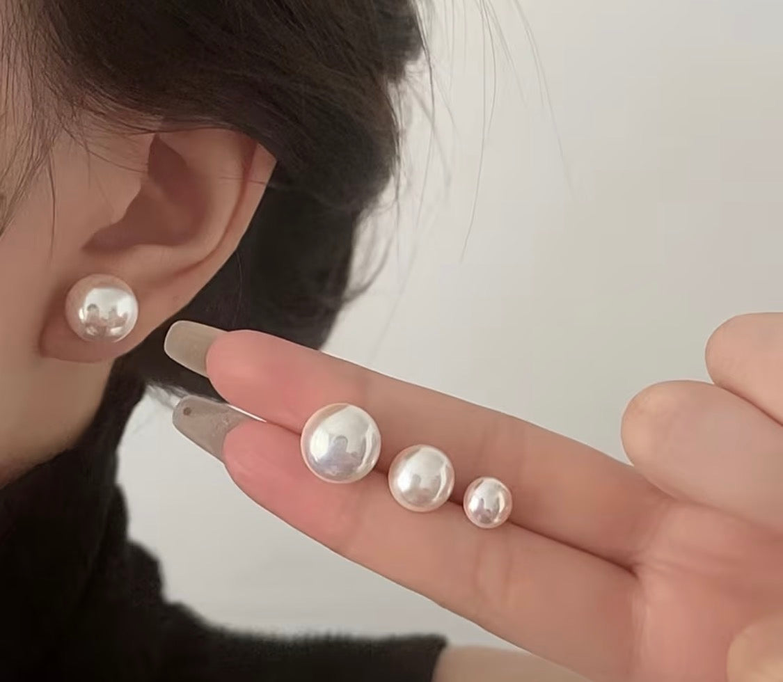 White Pearl-Look Stud Earrings