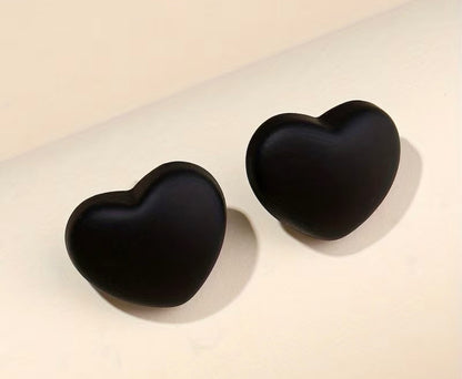 Black Heart Stud Earrings