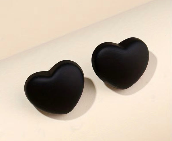 Black Heart Stud Earrings