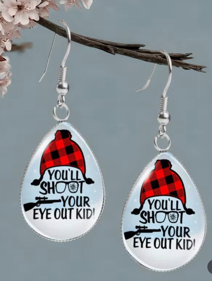 “You’ll Shoot Your Eye Out Kid” Teardrop Dangle Earrings