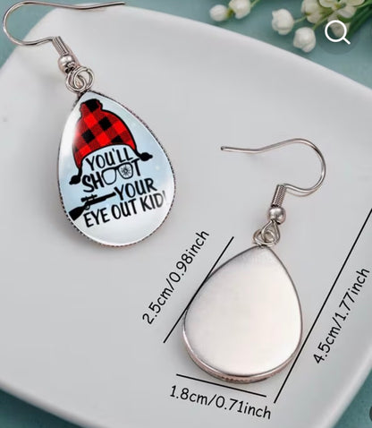 “You’ll Shoot Your Eye Out Kid” Teardrop Dangle Earrings