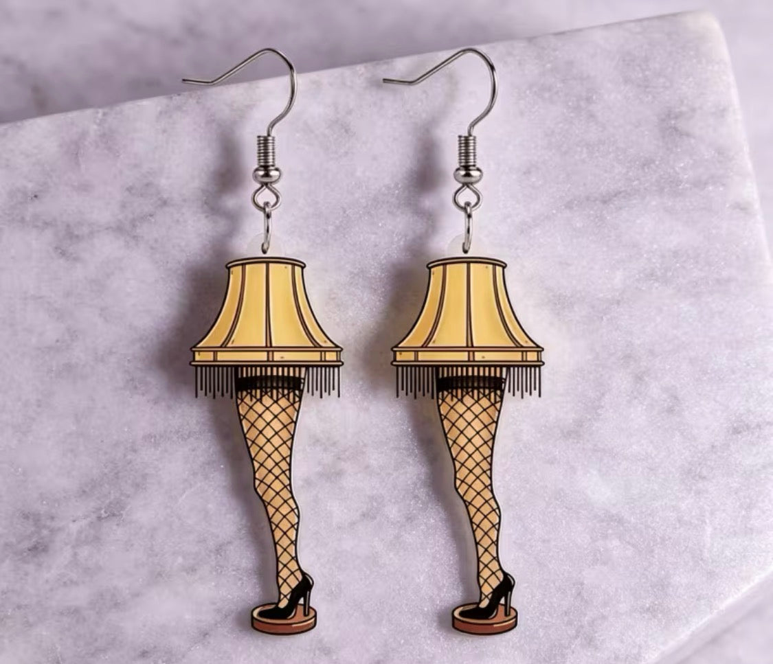 Leg Lamp Dangle Earrings – Novelty Holiday Jewelry
