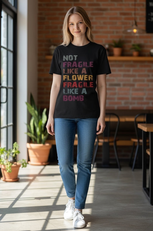 "NOT FRAGILE LIKE A FLOWER, FRAGILE LIKE A BOMB" T-SHIRT